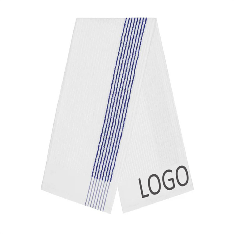 white towel Navy Blue strips
