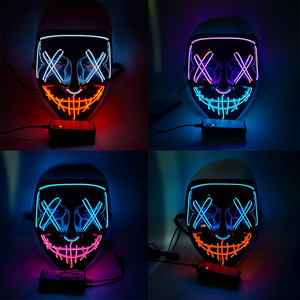 ELコールドライトハロウィンマスク<span class=keywords><strong>LED</strong></span>発光Vマスクパーティーバーパーティーマスク用