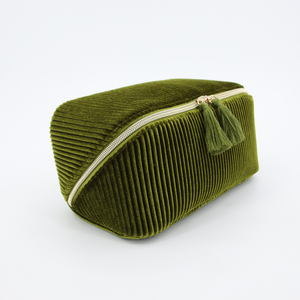 Wholesale Soft Quilted Green <strong>Short</strong>-pile Velvet Premium Cosmetic Bag <strong>Pouch</strong> Custom logo Rpet Toiletry Makeup Bag with Gold Zipper - Product Image 5