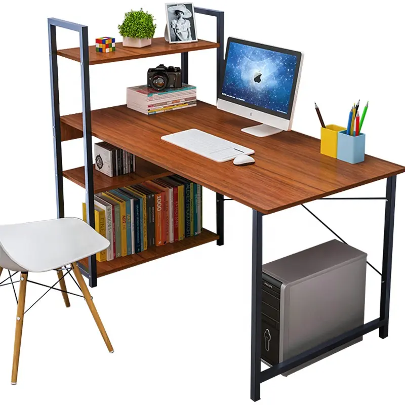 Kitaplık kombinasyonu basit tek 2024 ile ofis masası yeni masaüstü bilgisayar masası basit