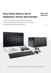 SYONG 4K @ 60Hz KVMスイッチ4コンピューターKVMスイッチDisplayportOneモニタースイッチでマウスキーボードプリンターUSB2.0デバイスを共有 - Product Image 6