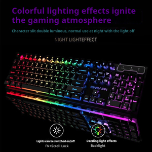 EWEADN 104-Key Wired <span class=keywords><strong>USB</strong></span> teclado fino e portátil com LED Backlit membrana sensação mecânica para o escritório de negócios e jogos