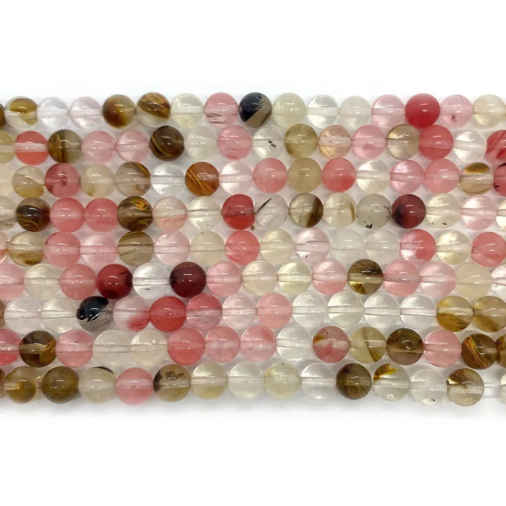 DIY आभूषण बनाने के लिए ताज़ा शैली कैंडी रंग मिश्रित रंग क्वार्ट्ज ढीले पत्थर के मोती