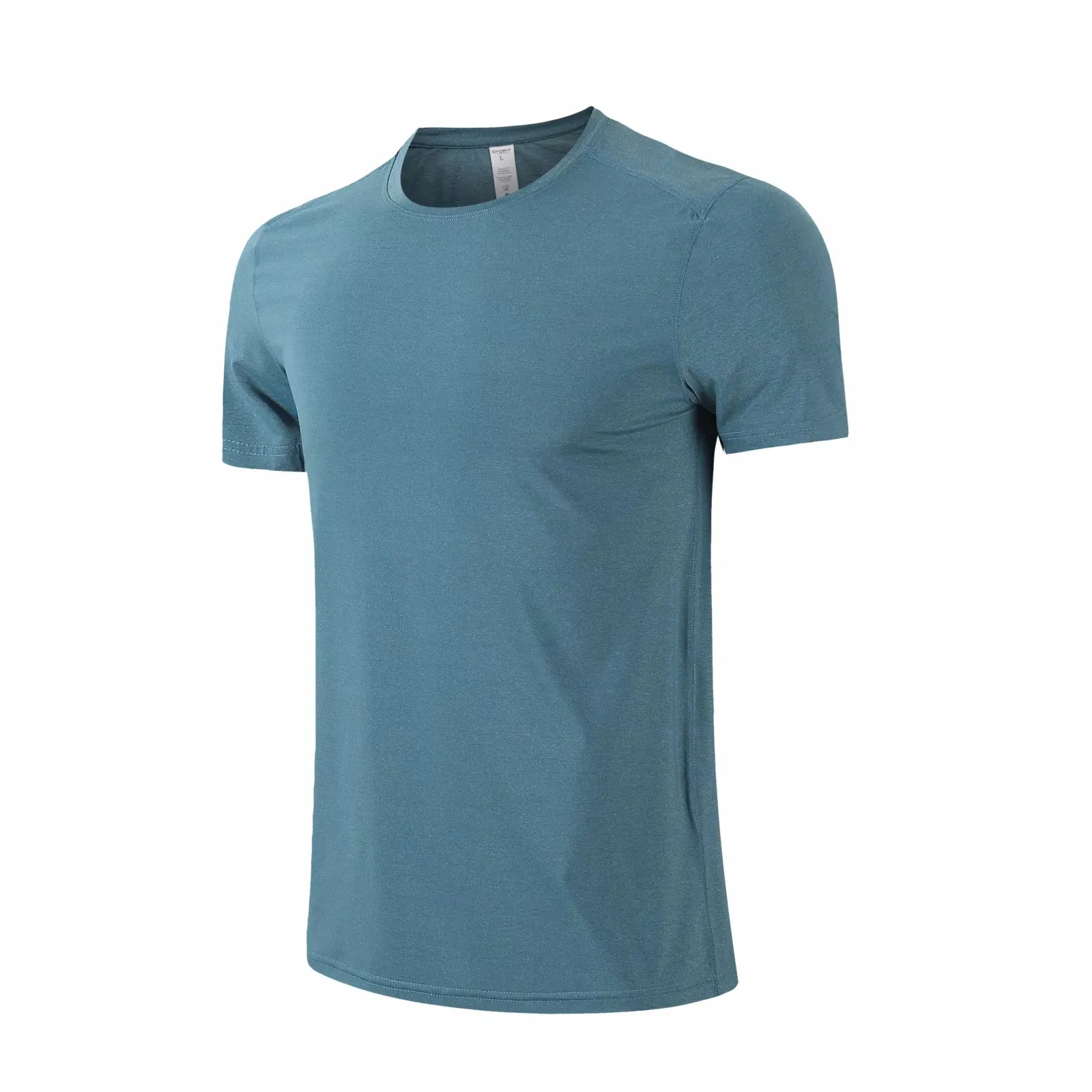 Yeni koşu spor T-shirt erkekler sıska hızlı kuru gömlek Gym Fitness eğitim süper elastik Tee üstleri erkek koşu giyim