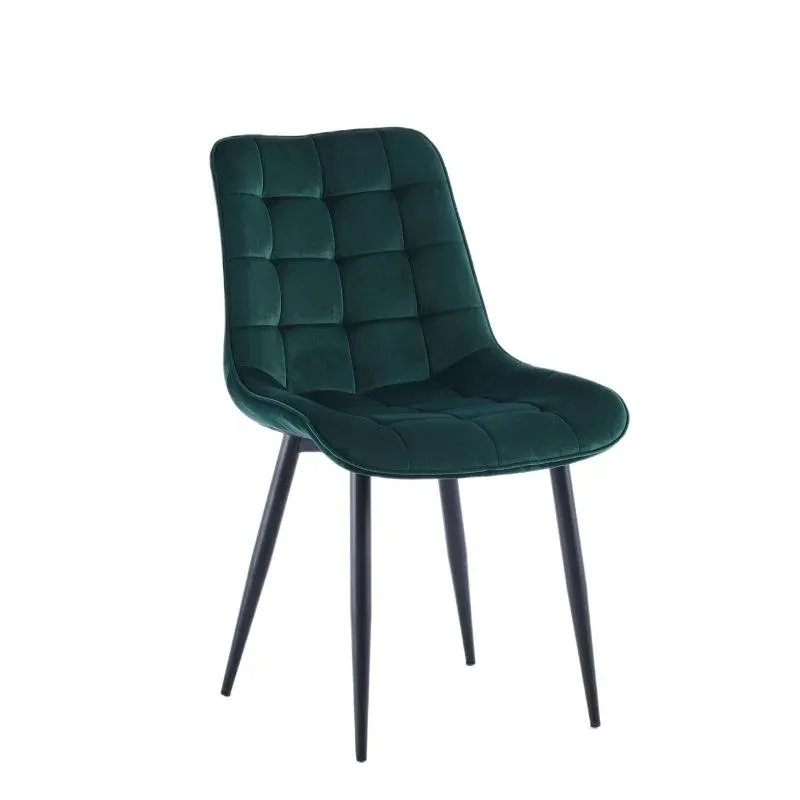 Vente en gros de meubles en tissu design moderne chaises de restaurant rembourrées en velours avec pieds en métal