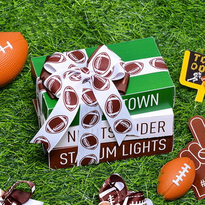 New Ribbon 10yards/cuộn Rugby DIY tóc phụ kiện tóc ban nhạc/quan hệ cung thể thao Rugby loạt in Băng Mỹ bóng đá - Product Image 3