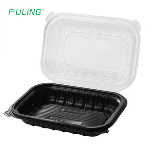 FULING kapaklı paket yemek gıda Bento kutusu gitmek için menteşeli konteyner 6x6 9x6 8x8 9x9 inç eko kapaklı tek kullanımlık gıda kapları - Product Image 2