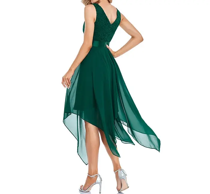 Vestidos MIDI elegantes para mujer, vestidos de encaje informales, color verde esmeralda