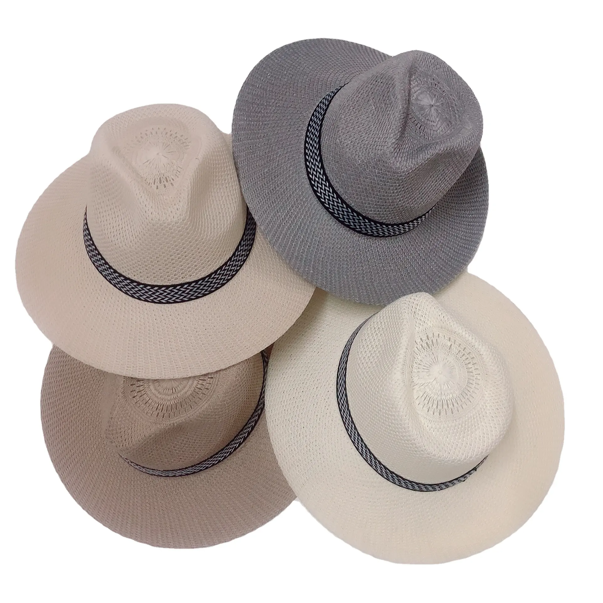 ออกแบบใหม่ตะวันตกหมวกคาวบอยปานามัวแจ๊สหมวกผู้ชายฤดูร้อนชายหาดหมวกฟางฤดูร้อนหมวกเดินทาง