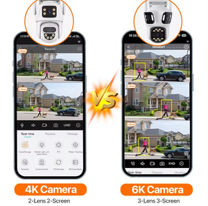 ICSEE 4K 8MP户外IP摄像机Wifi 3镜头三屏安全PTZ摄像机自动跟踪视频网络闭路电视摄像机白色 - Product Image 3
