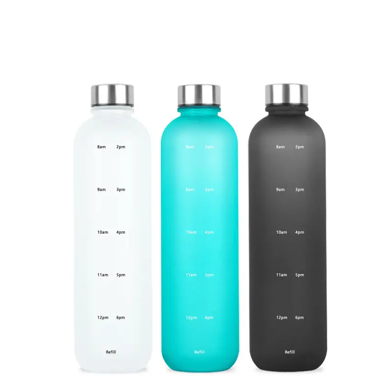 زجاجة مياه محمولة رياضية من البلاستيك للشرب بلورية بسعة 32 أوقية و 1 لتر بأفضل المبيعات