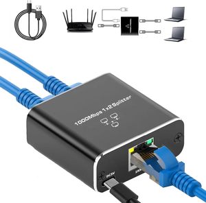 Gigabit 1000Mbps RJ45 <strong>Network</strong> Splitter 1x2 for Broadband Route Two <strong>Computers</strong> Using at Same Time - Product Image 1