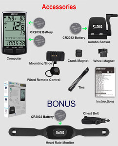Sunding Wireless Bike <strong>Computer</strong> <strong>with</strong> Heart Rate <strong>Monitor</strong> Wireless Bicycle Speedometer Odometer Outdoor Indoor Exercise