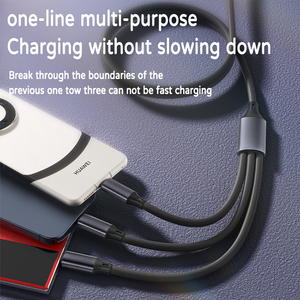HPY-0007 Universal 2 in 3 Data Transmission <strong>Cable</strong> Multiple Interfaces 1.2m Silicone Fast Charging Usb <strong>Cable</strong> for Phone - Product Image 4
