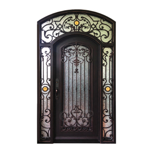 Modern Screen Main <strong>Entry</strong> Rod House Storm Security Black Single Double Modern Wrought <strong>Cost</strong> Iron Front Doors - Product Image 5