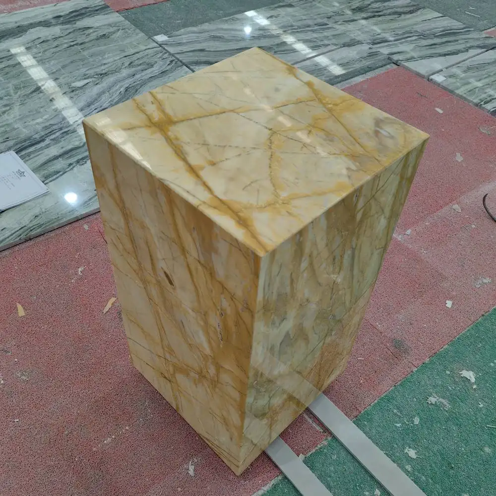 Factory Price Marble Display Table Luxury Siena Giallo Golden Plinth Yellow Natural Marble Table For Living Room