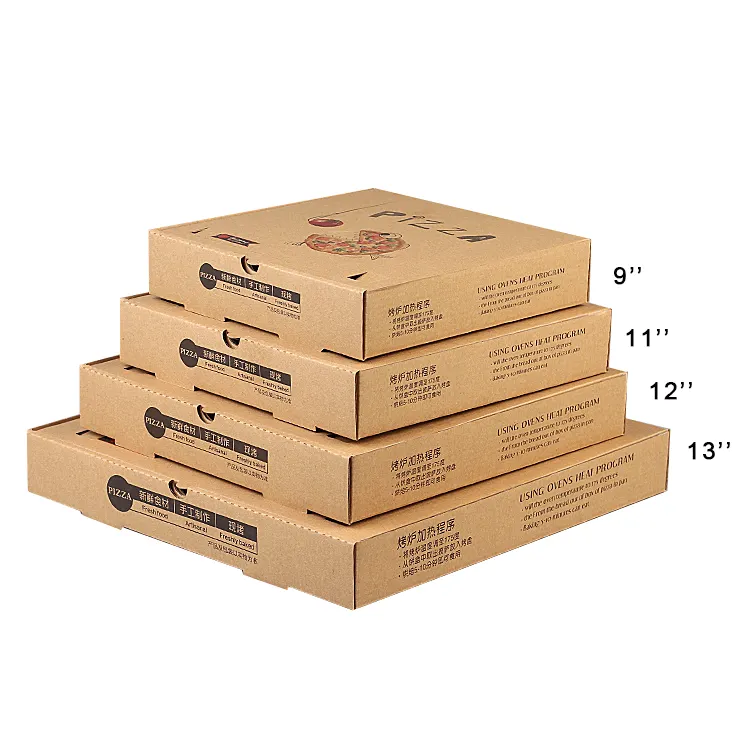 Cajas de pizza personalizadas 33x33 cartón corrugado para llevar caja de embalaje de alimentos de pizza de cartón con logotipo