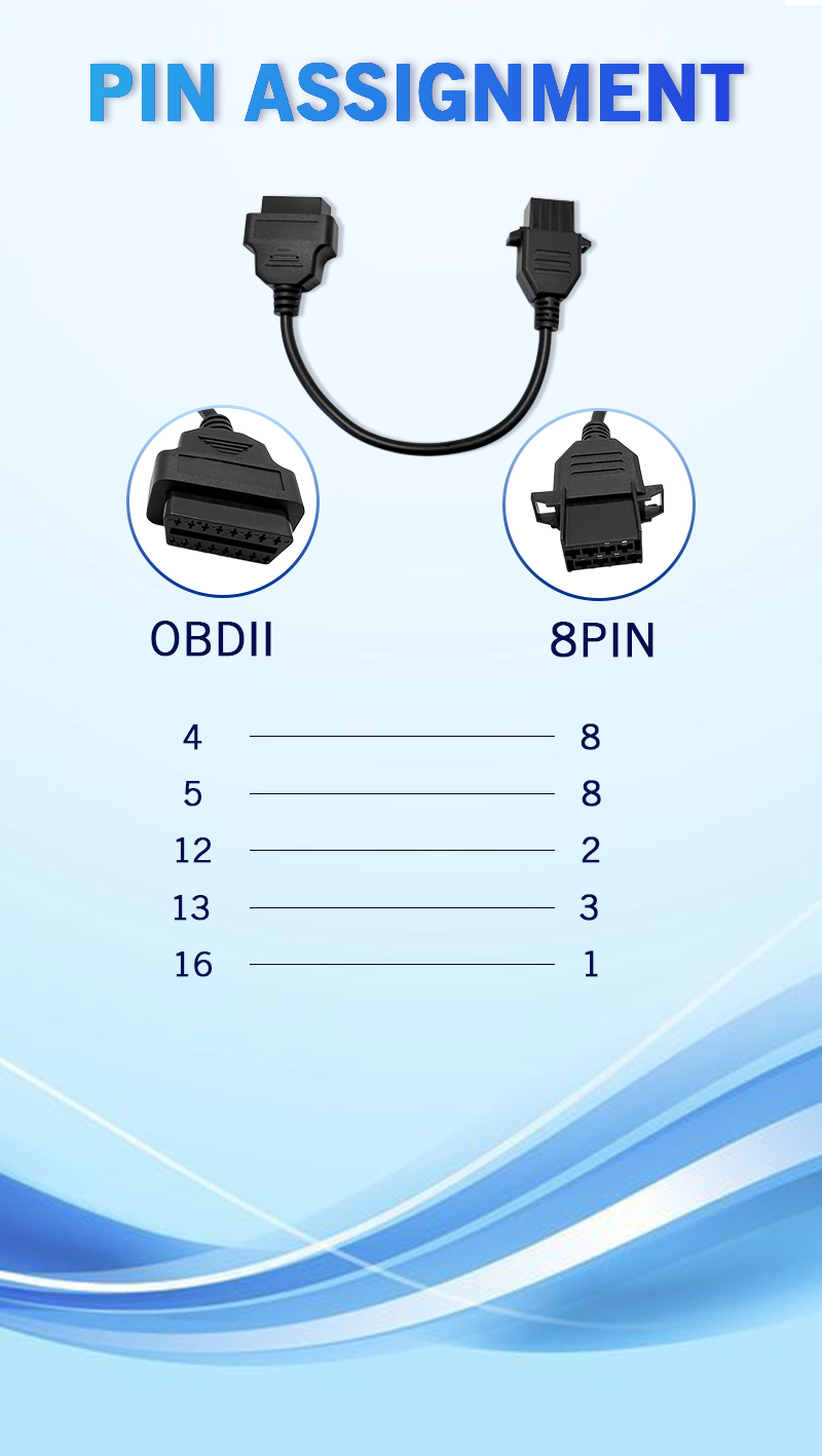 OBD2 Connector Adapter For Volvo Truck Heavy Duty 8 Pin OBD to OBD2 16Pin For Volvo