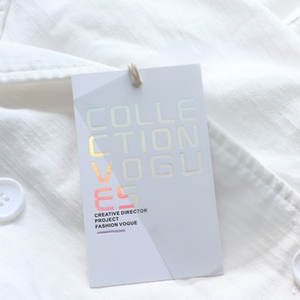 Etiquetas de diseño de logotipo personalizado, cuerda de cordón con pasador de seguridad, etiqueta colgante oscilante para ropa vaquera impresa de un solo lado y doble