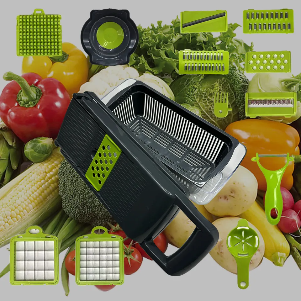 New vegetable cutter Fruit 16-In-1 Handheld Kitchen Tool Multifunctional Vegetable Chopper Onion and Potato Peeler Fruit Slicer