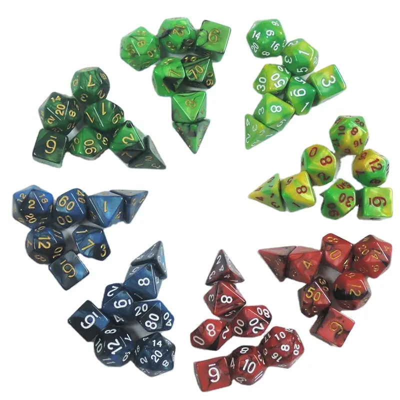 2024 vente chaude nouveau Design imprimé dés colorés Rpg Dnd forme polyédrique dés personnalisés pour le jeu