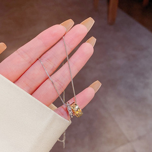 เลดี้ดีไซน์เนอร์อินเทรนด์วงกลมสร้อยคอรอบ Rhinestone จี้14พันสร้อยคอทอง - Product Image 5