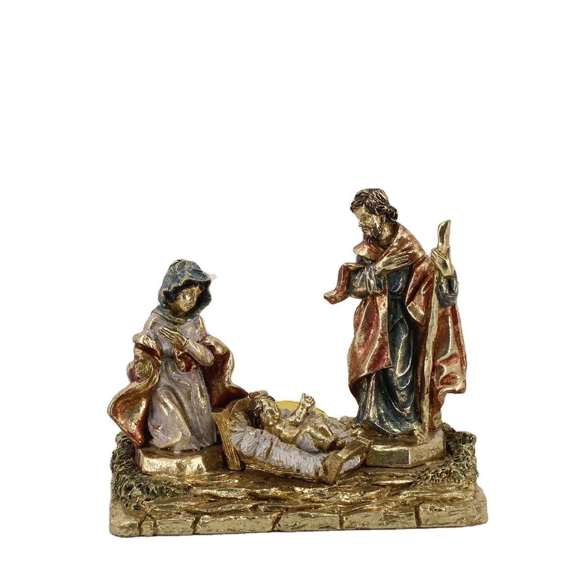 Estatua de Natividad de Jesús para decoración navideña, escultura de resina religiosa de la Santa Familia