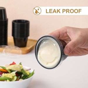 WellPack3.25ozプラスチック耐久性使い捨てカップ蓋付きフリーポーションカップつけソースカップ食品パッケージ調味料