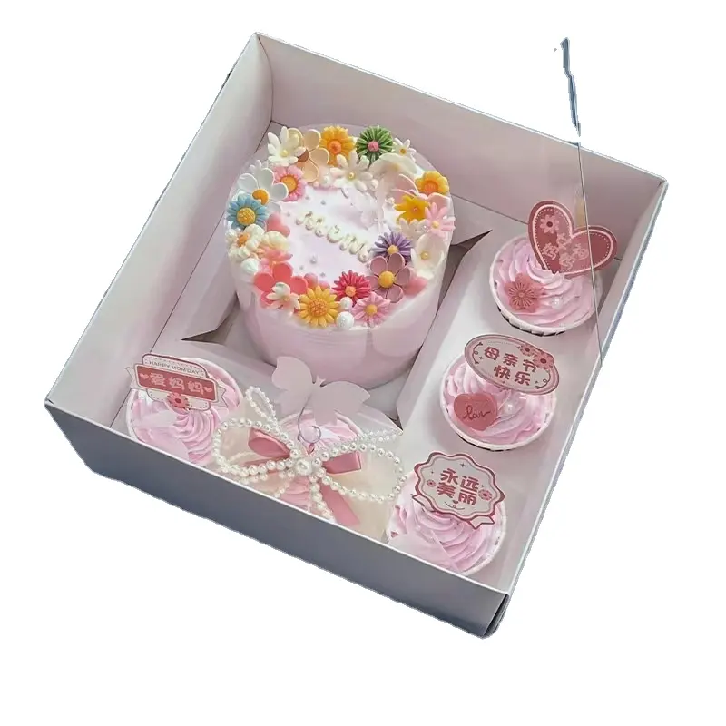 Nova chegada de fornecimento de padaria caixas de cupcake brancas populares dobráveis bolos de festa de casamento embalagem cupcake embalagem com janela