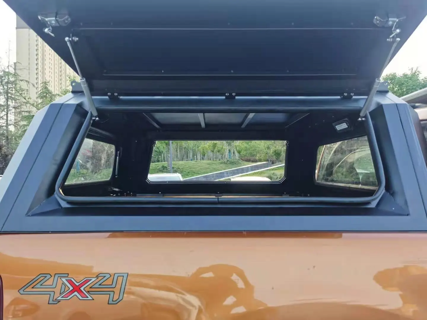 Windows ile çelik çift kabin Hardtop 4x4 Pick Up kamyonet yatak gölgelik Topper Ford Ranger için gölgelik