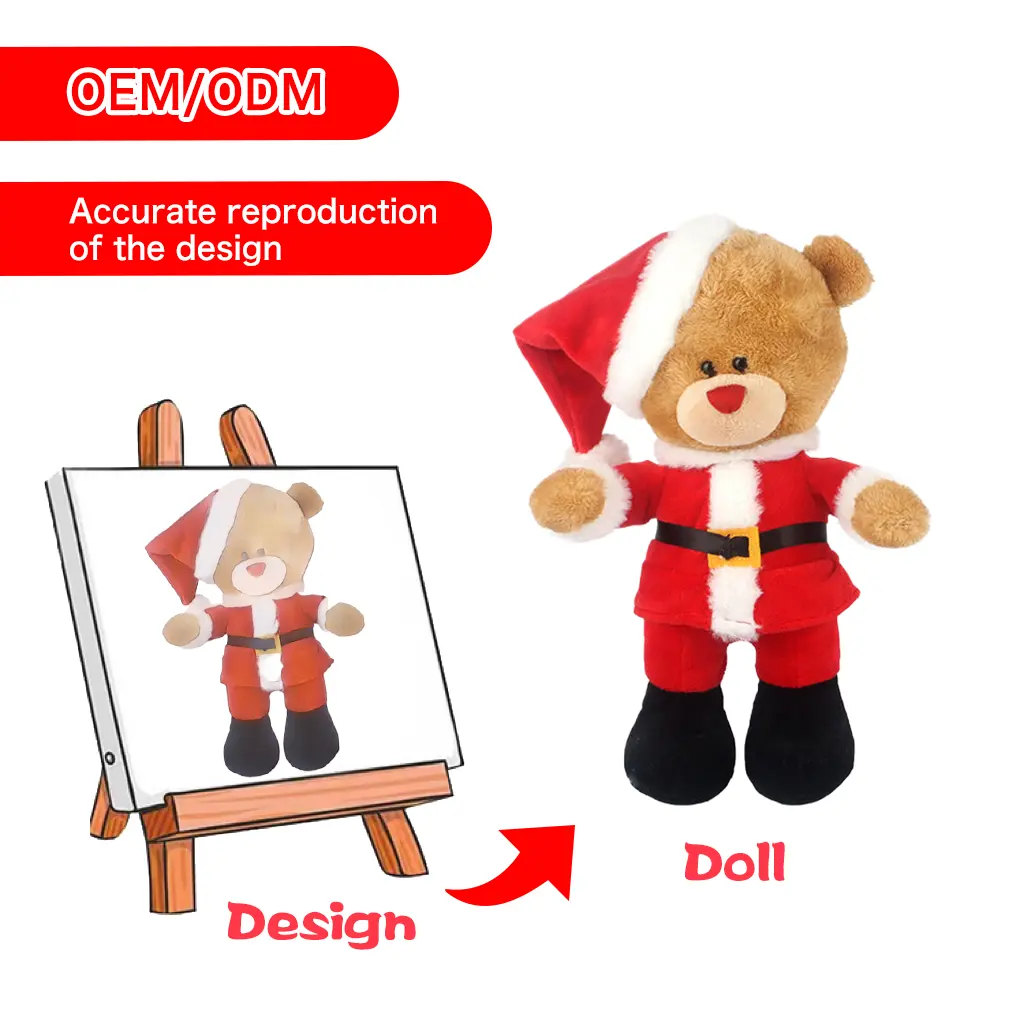 Fabbrica di vendita intera OEM ODM carino orso peluche rosso farcito regalo di natale per i bambini