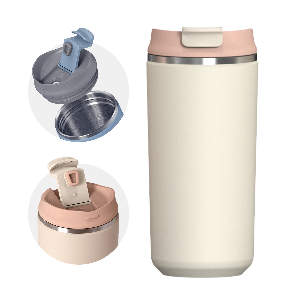 Taza de café con tapa abatible de silicona