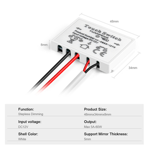 12V 5A調光スイッチ容量式タッチセンサーコントロールメイクミラーLEDライトバックライト装飾 - Product Image 5