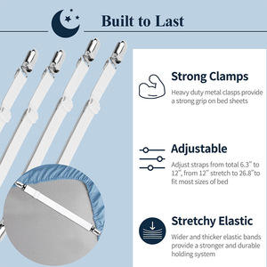 <strong>Elastic</strong> Bed Sheet Strap Bed Sheet <strong>Clips</strong> Keep Bedsheets in Place-Corner Bands Suspenders for Fitted Sheets Hook <strong>Loop</strong> Strap - Product Image 6