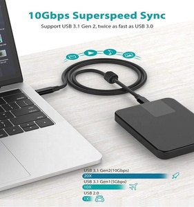 Naylon örgülü Usb 3.1 şarj kablosu tipi c usb-c gen2 10gbps 20V 5A 100w 1 2 3 meterw kabloları tipo c - Product Image 3