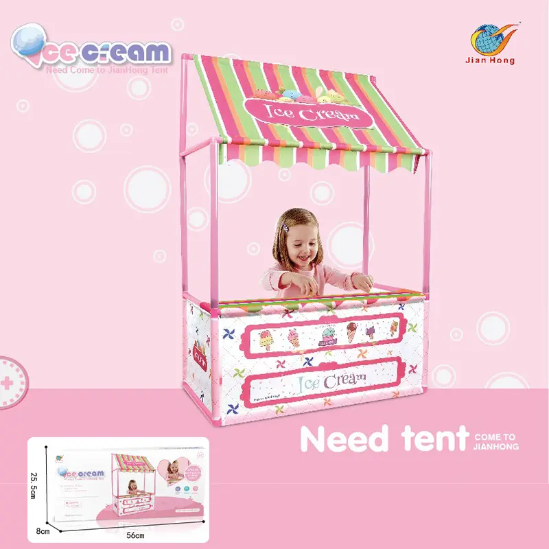 Kitchen Playhouse, Multicolor Teepee Bakery Ice Cream Cart Pretend Toy Kids Play Tent//