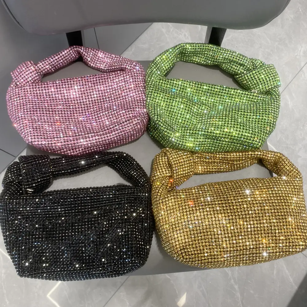 Großhandels preis Knoten Crystal Bling Glitter Diamond Taschen Abend Clutch Bag Geldbörse für Frauen Luxus