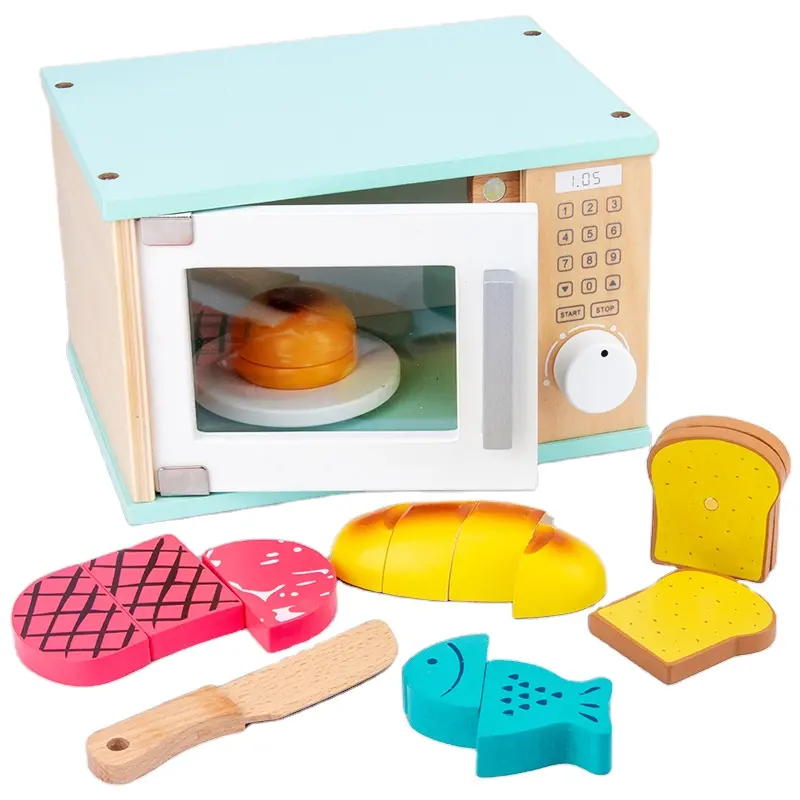 1 jeu de cuisine en bois pour filles, jouet d'imitation, four de Simulation, Machine à café, mixeur, Kit de cuisson