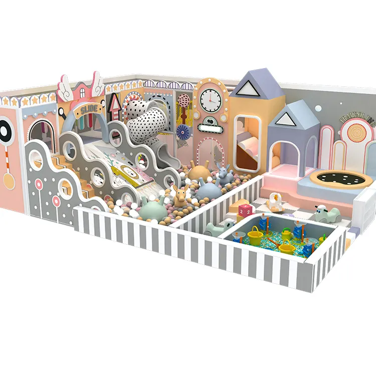 Équipement de terrain de jeu intérieur pour enfants tapis de saut Tube toboggan fosse à balles aire de jeux intérieure douce maison de jeu de rôle intérieure pour les enfants