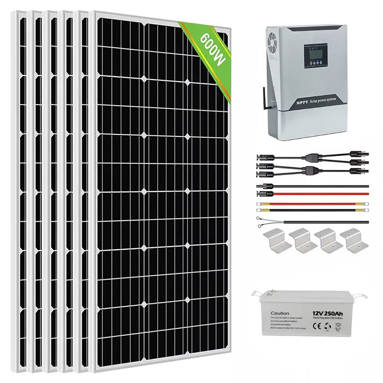 Sistema di energia solare Off grid 1KW 2KW 3KW 4KW 5KW 10KW sistema di pannelli solari con batterie per la casa