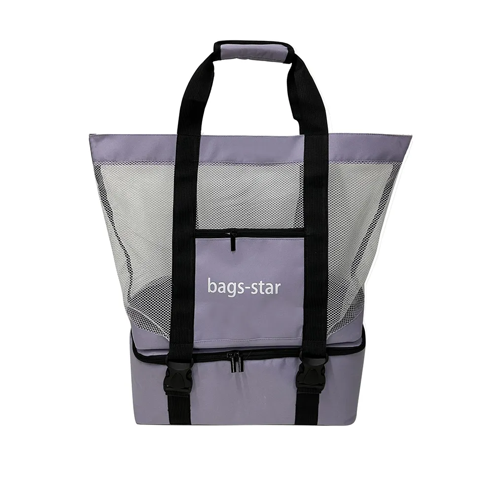 2024, Лидер продаж, фиолетовые двухслойные сумки-кулеры высшего качества, пляжные сумки со съемной сеткой и передним карманом