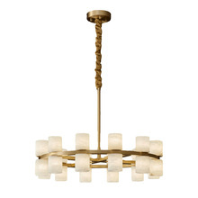 JYLIGHTING Proluxe all-bakır Alabaster kolye işık Modern yuvarlak avize oturma odası için AC güç ile ampul ışık kaynağı - Product Image 3