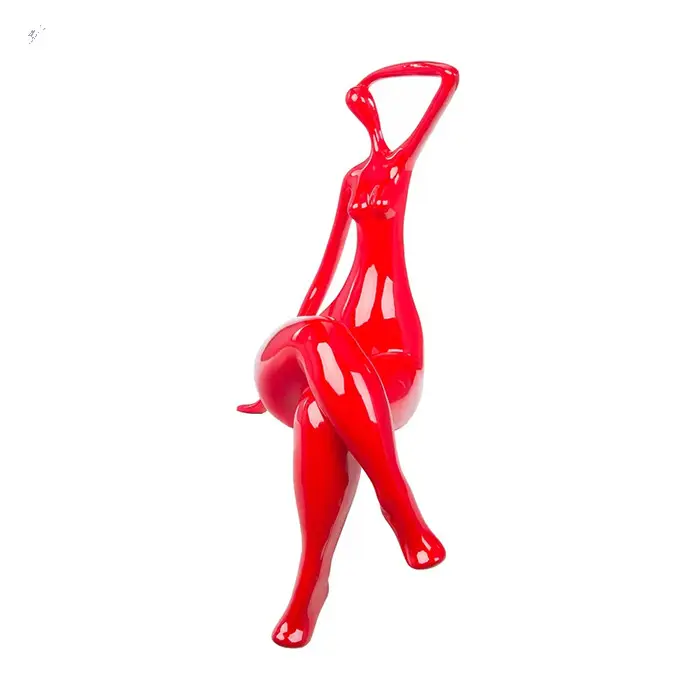 Polished Modern Female Art Sitting Abstract Woman Bright-Colored Statue Figurine