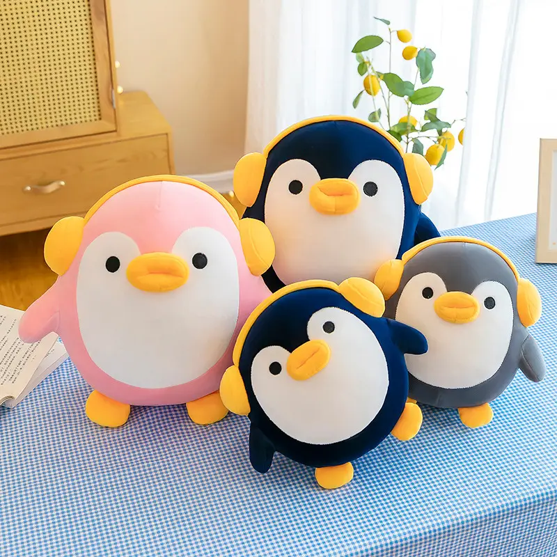 HECION produk laris 3 warna 40cm Penguin kecil dengan Earphone boneka Penguin gemuk