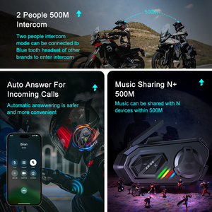 Sistema de comunicación para casco de bicicleta con 8 ciclistas, auriculares de 1500M para motor con intercomunicador de 2 vías y música