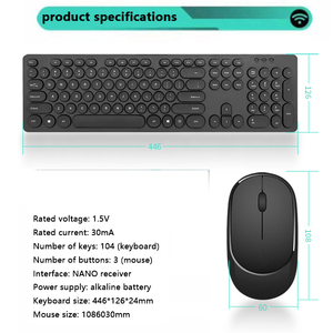 Juego de teclado y ratón redondo Punk Retro inalámbrico de 2,4G, diseño delgado, 3 teclas, Anti-Ghosting para ordenador de escritorio y portátil - Product Image 4