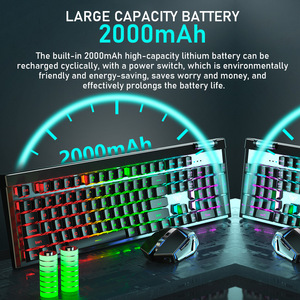 AULA T610 Combo de teclado y ratón para juegos inalámbrico recargable 2,4G LED retroiluminado con iluminación fresca para juegos de oficina y escritorio
