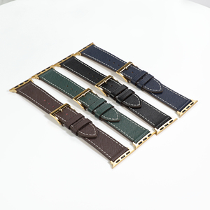 Fashionable Retro Calf Leather Strap 18/20/22/24mm Rose Gold Connector Leather Strap for <strong>Apple</strong> Watch Series - Product Image 1