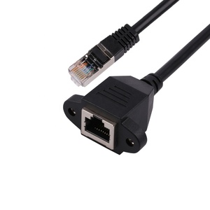 Blindado FTP protegido Cat5e RJ45 macho hembra enchufe Ethernet red tornillo montaje en Panel extensión RJ45 Cable - Product Image 1