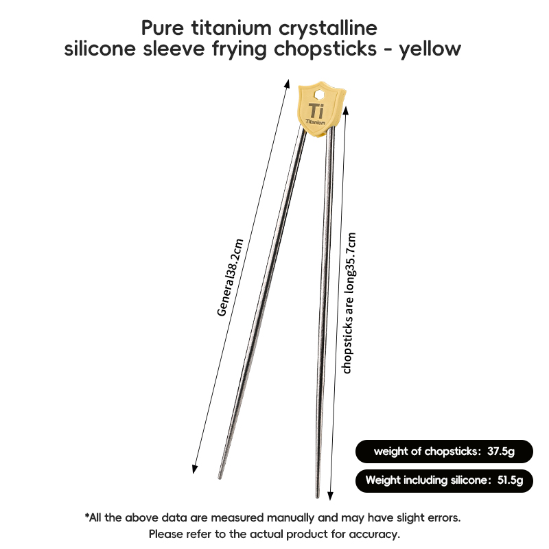 Pure Titanium Chopsticks with Crystal Silicone Sleeve (Yellow)